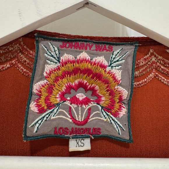 Johnny Was Velvet Embroidered Floral Boho Blouse | Rust | XS - Picture 4 of 5
